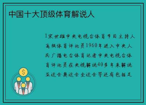 中国十大顶级体育解说人